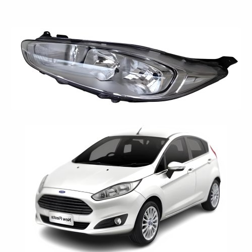 Farol Ford New Fiesta 2014 Até 2019 Máscara Cromada Lado Esquerdo Motorista