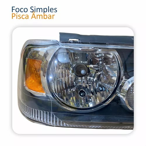 Farol Principal Ford Ranger 2005 Até 2009 Máscara Negra Pisca Âmbar Lado Direito Passageiro
