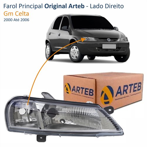 Farol Gm Celta 2000 Até 2006 Original Arteb Lado Direito Passageiro