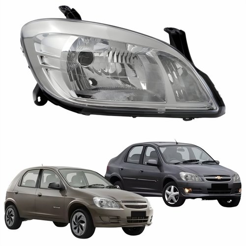 Farol Gm Celta 2006 Até 2016 Prisma 2007 Até 2012 Original Arteb Máscara Cromada Lado Direito Passageiro