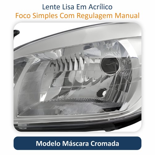 Farol Gm Celta 2006 Até 2016 Prisma 2007 Até 2012 Original Arteb Máscara Cromada Lado Esquerdo Motorista