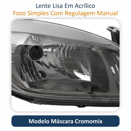 Farol Chevrolet Celta 2006 2007 2008 2009 2010 2011 2012 2013 2014 2015 2016 Prisma 2007 2008 2009 2010 2011 2012 Original Máscara Cromomix Lado Direito Passageiro