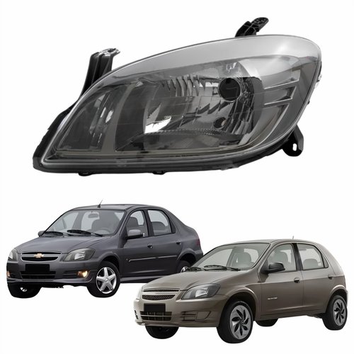 Farol Gm Celta 2006 Até 2016 Prisma 2007 Até 2012 Original Arteb Máscara Cromomix Lado Esquerdo Motorista