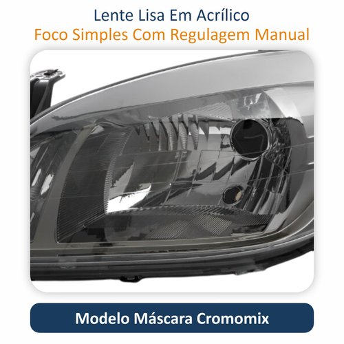 Farol Gm Celta 2006 Até 2016 Prisma 2007 Até 2012 Original Arteb Máscara Cromomix Lado Esquerdo Motorista