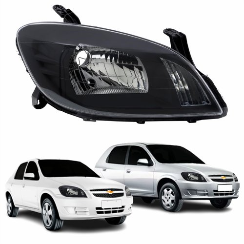 Farol Gm Celta 2006 Até 2016 Prisma 2007 Até 2012 Original Arteb Máscara Negra Lado Direito Passageiro