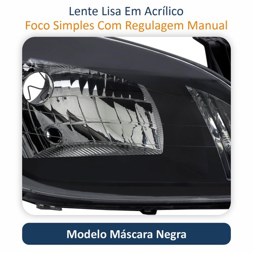Farol Gm Celta 2006 Até 2016 Prisma 2007 Até 2012 Original Arteb Máscara Negra Lado Direito Passageiro
