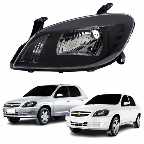 Farol Gm Celta 2006 Até 2016 Prisma 2007 Até 2012 Original Arteb Máscara Negra Lado Esquerdo Motorista