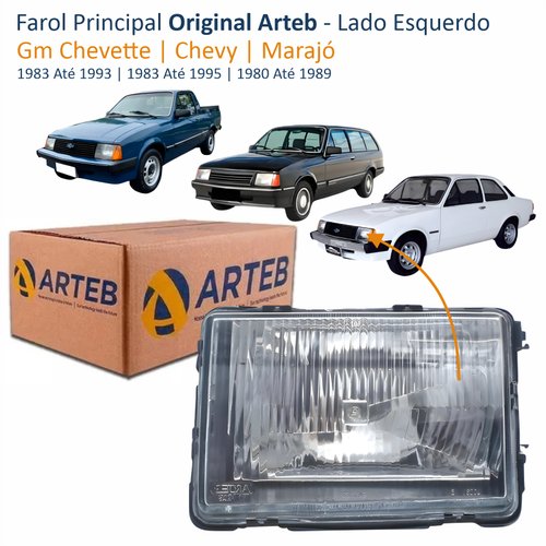 Farol Gm Chevette 1983 Até 1993 Chevy 1983 Até 1995 Marajó 1980 Até 1989 Original Arteb Lado Esquerdo Motorista