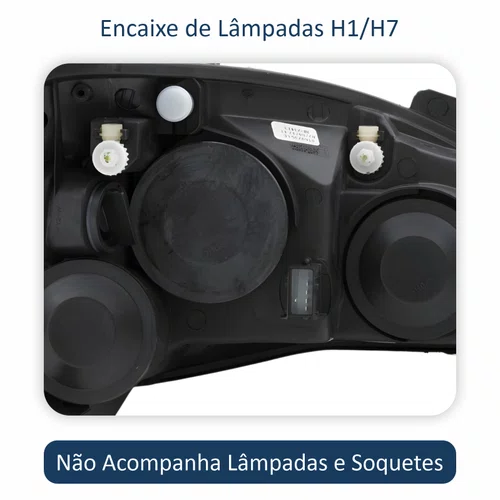 Farol GM Corsa 2003 Até 2012 Montana 2003 Até 2010 Foco Duplo Máscara Negra Pisca Liso Liso Lado Esquerdo Motorista