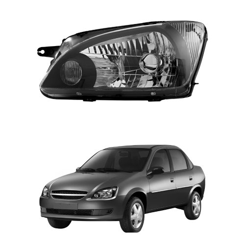 Farol Gm Corsa Classic 2011 Até 2016 Mascara Negra Lado Esquerdo Motorista