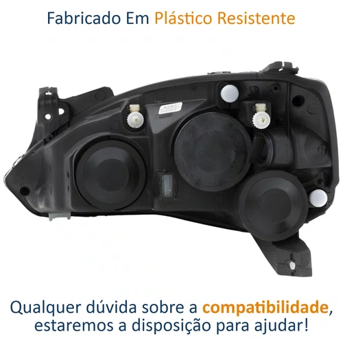 Farol GM Corsa Hatch 2003 Até 2012 Foco Duplo Máscara Negra Pisca Liso Lado Direito Passageiro