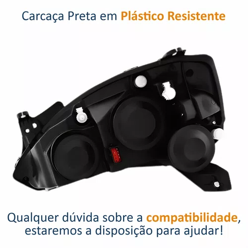 Farol Gm Corsa Hatch 2003 até 2012 Foco Duplo Máscara Negra Pisca Raiado Lado Direito Passageiro