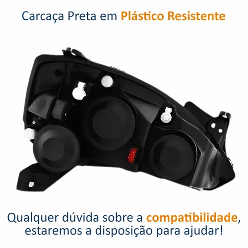 Farol Gm Corsa Hatch 2003 até 2012 Foco Duplo Máscara Negra Pisca Raiado Lado Esquerdo Motorista