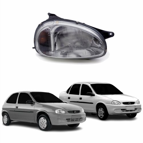 Farol Gm Corsa Hatch Sedan 1994 Até 1999 Lente Raiada Pisca Âmbar Lado Direito Passageiro