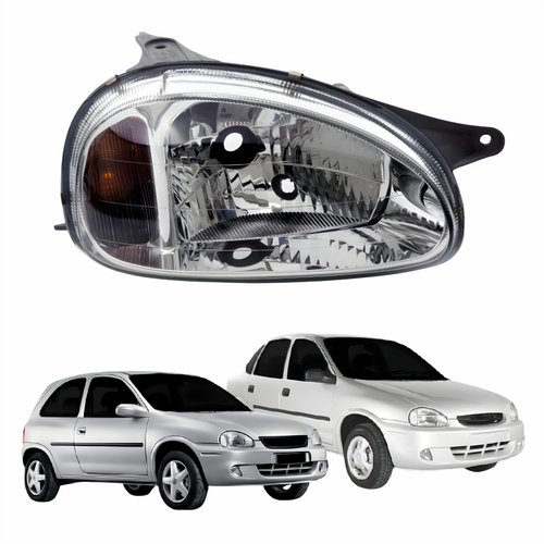 Farol GM Corsa Hatch Sedan 2000 Até 2010 Original Arteb Carcaça Cinza Lado Direito Passageiro