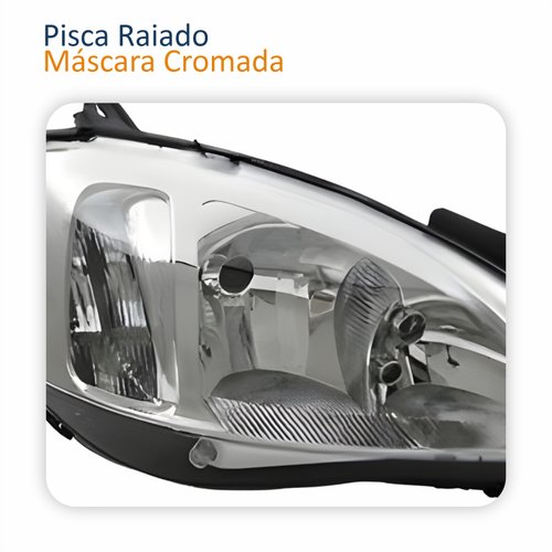Farol Principal Gm Corsa 2003 Até 2012 Montana 2003 Até 2010 Pisca Raiado Máscara Cromada Lado Direito Passageiro