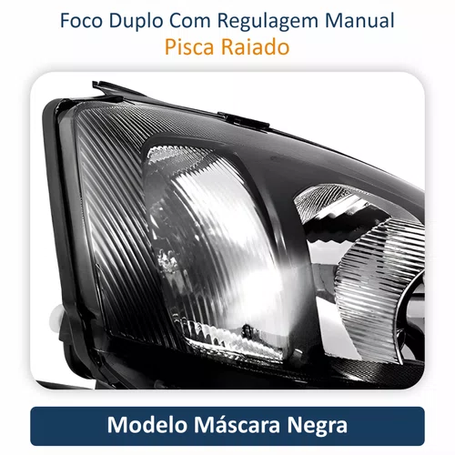Farol Gm Corsa Sedan 2003 até 2012 Foco Duplo Máscara Negra Pisca Raiado Lado Direito Passageiro