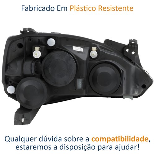Farol GM Corsa Sedan 2003 Até 2012 Original Arteb Foco Duplo Máscara Negra Pisca Liso Lado Esquerdo Motorista