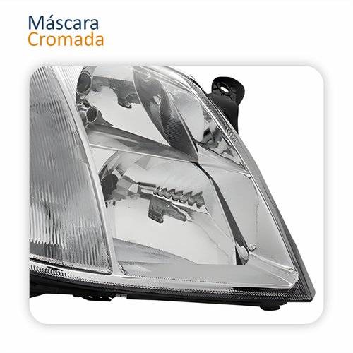Farol Principal Chevrolet Meriva 2003 2004 2005 2006 2007 2008 2009 2010 2011 2012 Foco Duplo Máscara Cromada Lado Direito Passageiro