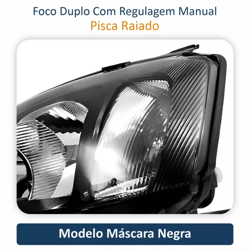 Farol Gm Montana 2003 até 2010 Foco Duplo Máscara Negra Pisca Raiado Lado Esquerdo Motorista