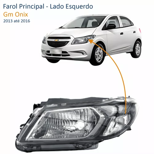 Farol Gm Onix 2013 até 2016 Fumê Lado Esquerdo Motorista