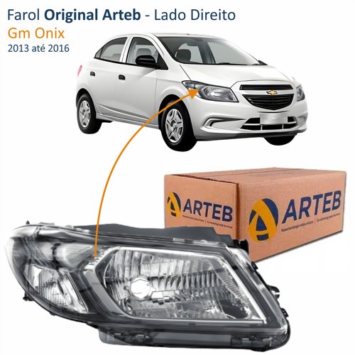 Farol Gm Onix 2013 até 2016 Original Arteb Fumê Lado Direito Passageiro