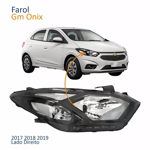 Farol Gm Onix 2017 Até 2020 Máscara Negra Lado Direito Passageiro