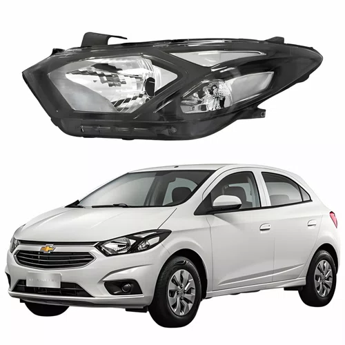 Farol Gm Onix 2017 Até 2020 Máscara Negra Lado Esquerdo Motorista