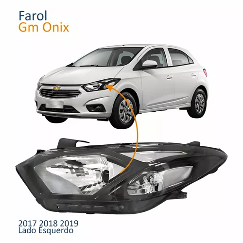 Farol Gm Onix 2017 Até 2020 Máscara Negra Lado Esquerdo Motorista