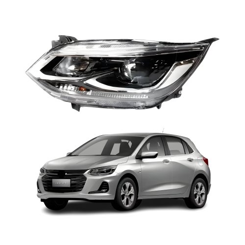 Farol Gm Onix 2020 Até 2023 Sem Led Com Projetor Manual Cromado Lado Esquerdo Motorista