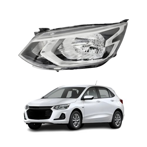 Farol Gm Onix 2020 Até 2023 Sem Led Manual Cromado Lado Esquerdo Motorista
