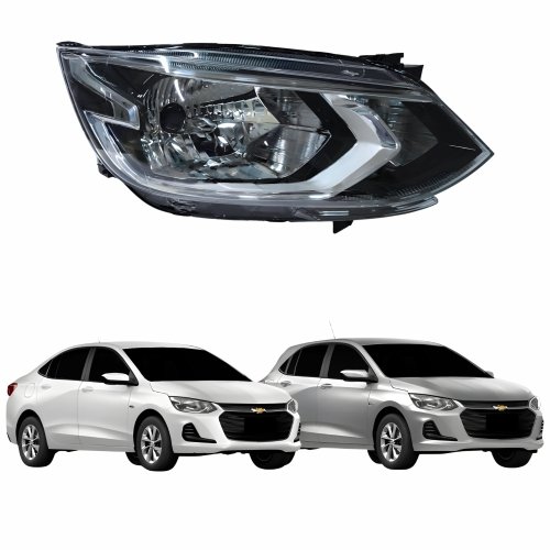 Farol Gm Onix Hatch Plus 2020 2021 2022 2023 Mascara Cromada Eletrico Lado Direito Passageiro
