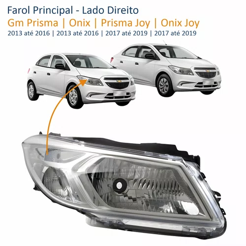 Farol Gm Onix Prisma 2013 até 2016 Onix Joy Prisma Joy 2017 até 2019 Lado Direito Passageiro
