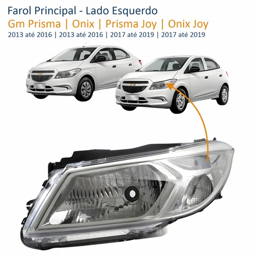 Farol Gm Onix Prisma 2013 até 2016 Onix Joy Prisma Joy 2017 até 2019 Lado Esquerdo Motorista