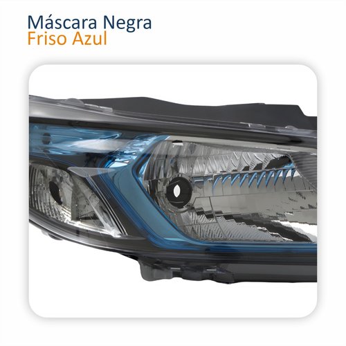 Farol Principal Gm Onix Prisma 2012 Até 2016 Máscara Negra Friso Azul Lado Direito Passageiro