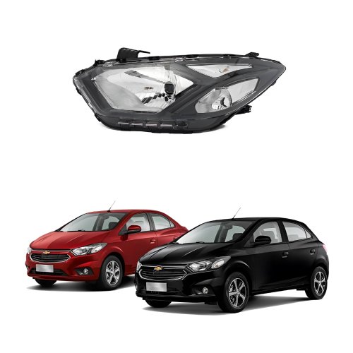Farol Gm Onix Prisma 2017 Até 2020 Máscara Negra Lado Esquerdo Motorista