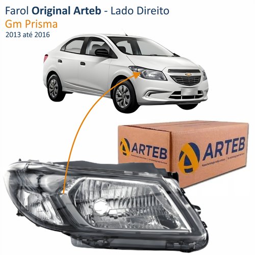 Farol Gm Prisma 2013 até 2016 Original Arteb Fumê Lado Direito Passageiro