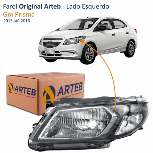 Farol Gm Prisma 2013 até 2016 Original Arteb Fumê Lado Esquerdo Motorista