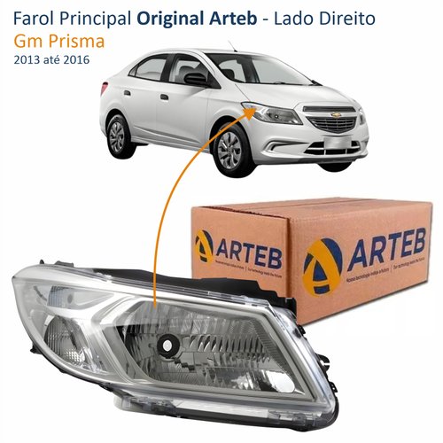 Farol Gm Prisma 2013 até 2016 Original Arteb Lado Direito Passageiro