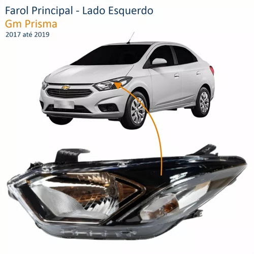 Farol Gm Prisma 2017 Até 2019 Com LED Lado Esquerdo Motorista