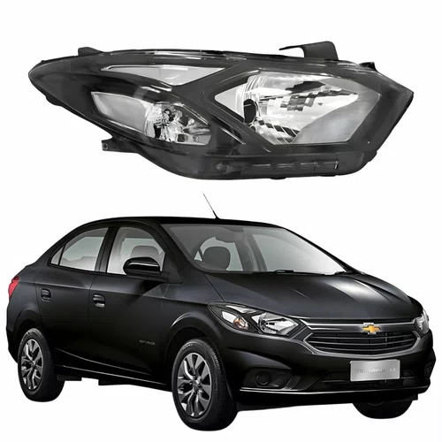 Farol Gm Prisma 2017 Até 2020 Máscara Negra Lado Direito Passageiro
