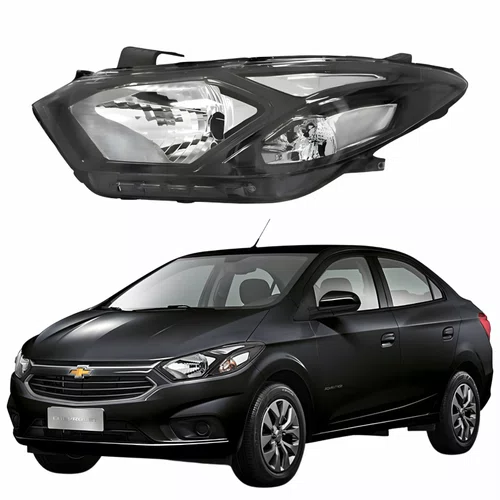 Farol Gm Prisma 2017 Até 2020 Máscara Negra Lado Esquerdo Motorista