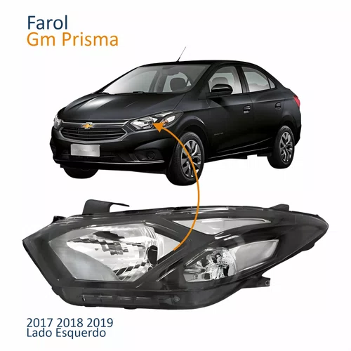 Farol Gm Prisma 2017 Até 2020 Máscara Negra Lado Esquerdo Motorista