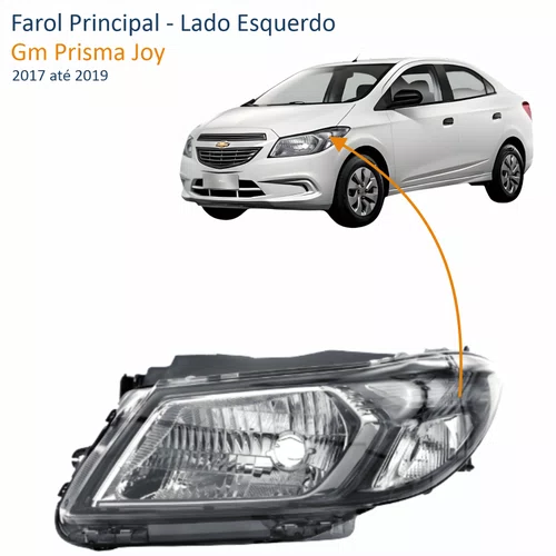 Farol Gm Prisma Joy 2017 até 2019 Fumê Lado Esquerdo Motorista