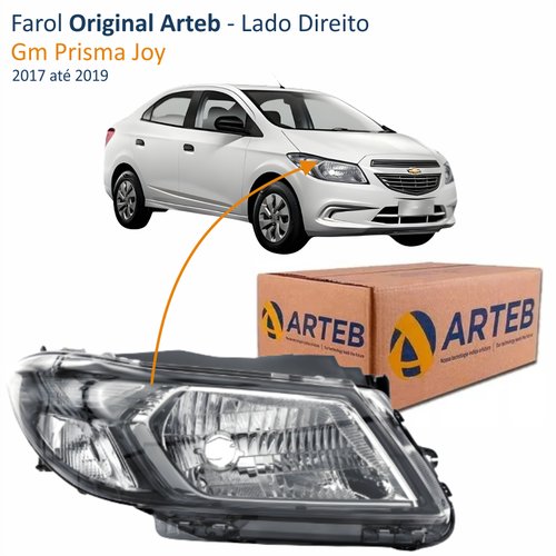 Farol Gm Prisma Joy 2017 até 2019 Original Arteb Fumê Lado Direito Passageiro