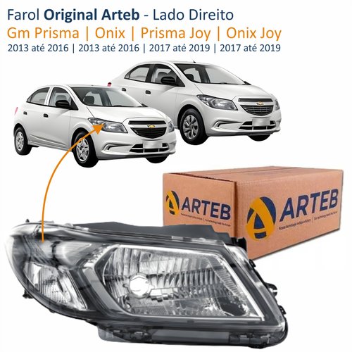 Farol Gm Prisma Onix 2013 até 2016 Prisma Joy Onix Joy 2017 até 2019 Original Arteb Fumê Lado Direito Passageiro