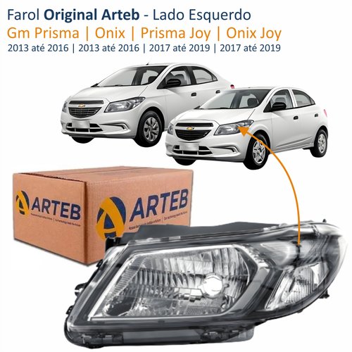 Farol Gm Prisma Onix 2013 até 2016 Prisma Joy Onix Joy 2017 até 2019 Original Arteb Fumê Lado Esquerdo Motorista