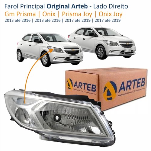 Farol Gm Prisma Onix 2013 até 2016 Prisma Joy Onix Joy 2017 até 2019 Original Arteb Lado Direito Passageiro