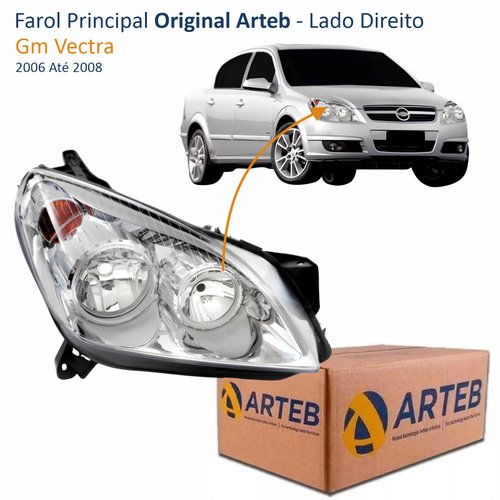 Farol Gm Vectra 2006 Até 2008 Original Arteb Máscara Cromada Lado Direito Passageiro