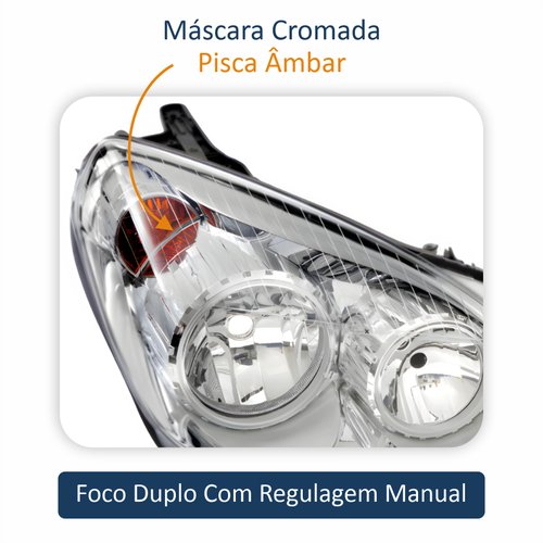Farol Gm Vectra 2006 Até 2008 Original Arteb Máscara Cromada Lado Direito Passageiro